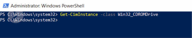 No objects for Win32_CDROMDrive