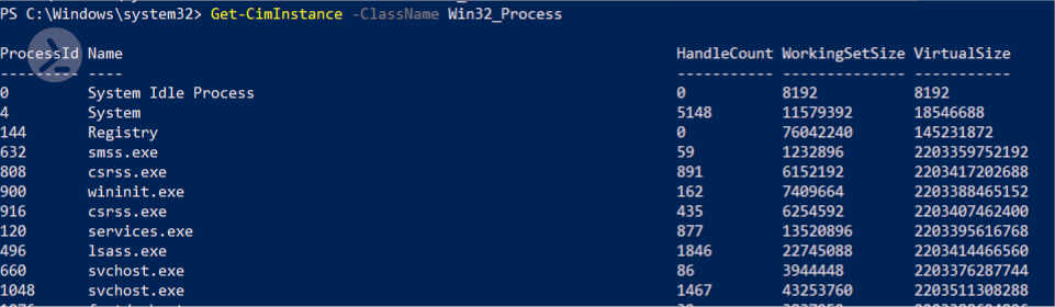 Objects for Win32_Process class